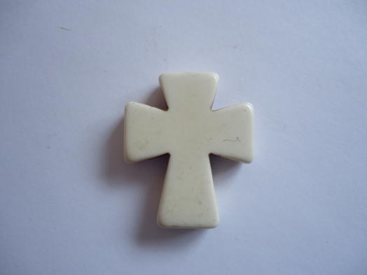 (image for) Cross pendant stone bead bead - White (1pc) #SS1026-0418